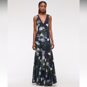Abercrombie Floral Navy Blue Maxi Dress